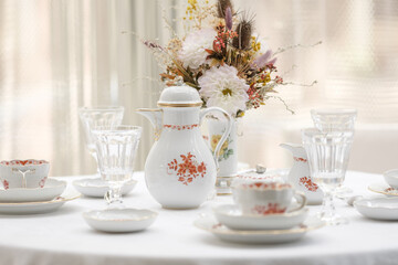 Old vintage antique royal 
dishes and appliances