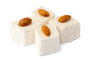 Turkish delight dessert isolated on white background