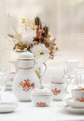 Old vintage antique royal 
dishes and appliances