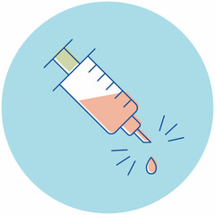アイコン　3色塗　注射　予防接種