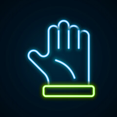 Glowing neon line Beekeeper glove icon isolated on black background. Colorful outline concept. Vector