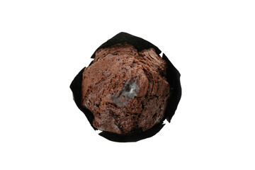 Tasty chocolate muffin isolated on white background