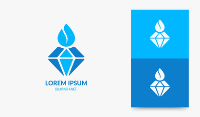 Diamond water drop Logo design, Natural mineral water icon. Waterdrop logotype concept