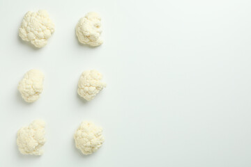 Flat lay composition with cauliflower on white background