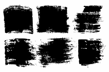 Vector Set of brush strokes Black color on white background. Hand painted grange elements. Ink drawing. Dirty artistic design . Place for text, quote, information, company name.