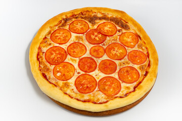 Pizza margarita on a white background