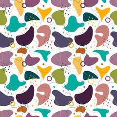 Seamless pattern with a set of abstract shapes.