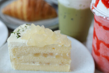 Coconut cake with coconut jelly on top