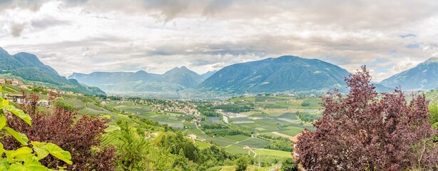 Panoramic view at the Scenery of nature from Scena town in Italy