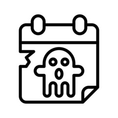 Halloween calendar line style icon. Vector illustration isolated on white background. EPS 10