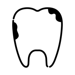 虫歯・汚れた歯／シンプルな線画