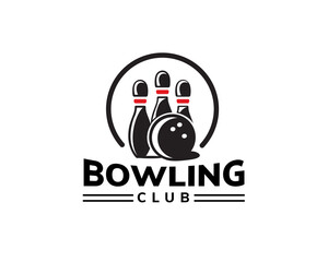 circle pins ball bowling symbol logo sport template illustration