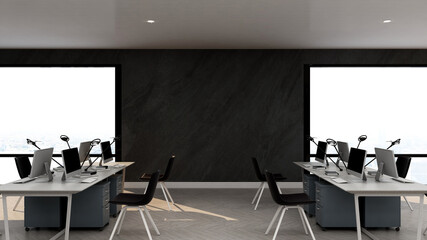 office area with blank wall 3d design interior