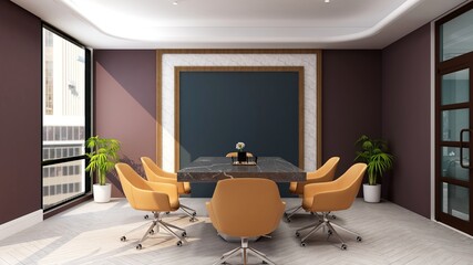 modern office meeting room for company wall logo mockup