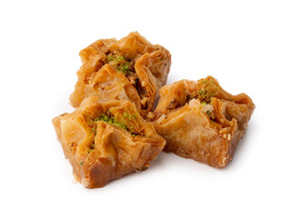 Baklava dessert with pistaccio isolated on white background