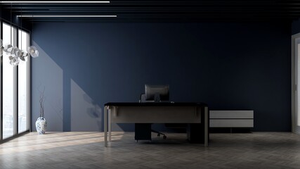 3d office minimalist room with wooden design interior