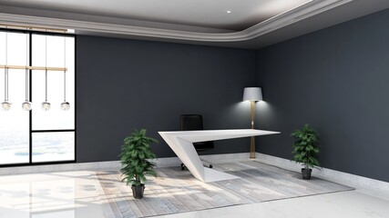 blank office wall in receptionist room for company logo mockup