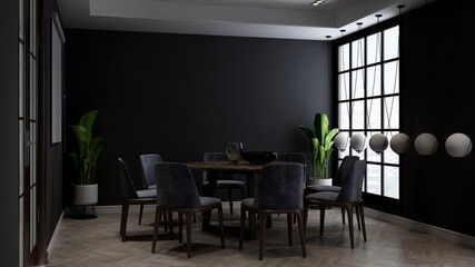 luxury restaurant 3d design interior for wall mockup