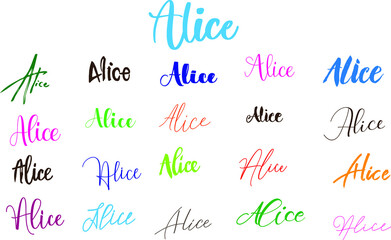 Alice Girl Name in Multi Fonts Typography Text