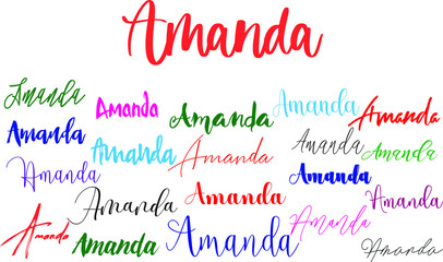Amanda Girl Name in Multi Fonts Typography Text