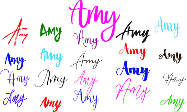 Amy Girl Name in Multi Fonts Typography Text