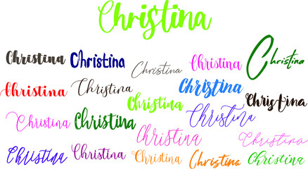 Christina Girl Name in Multi Fonts Typography Text