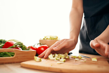 Obraz na płótnie Canvas kitchen slicing vegetables cooking ingredients close-ups