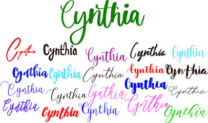 Cynthia Girl Name in Multi Fonts Typography Text