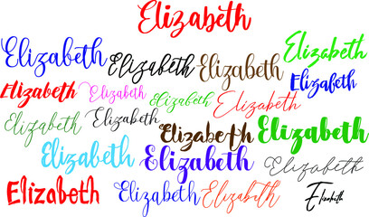 Elizabeth Girl Name in Multi Fonts Typography Text