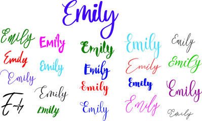Multiple Font Styles Typography Text of Girl Name Emily