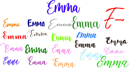 Emma Girl Name in Multi Fonts Typography Text
