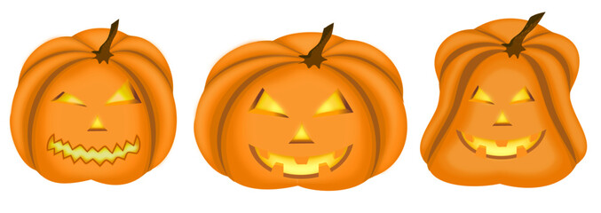 Pumpkin  helloween set. Vector  isolated on white background illustration.