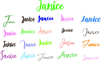 Multiple Font Styles Typography Text of Girl Name Janice