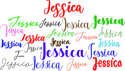Jessica Girl Name in Multi Fonts Typography Text