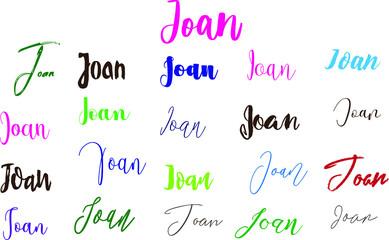 Joan Girl Name in Multi Fonts Typography Text