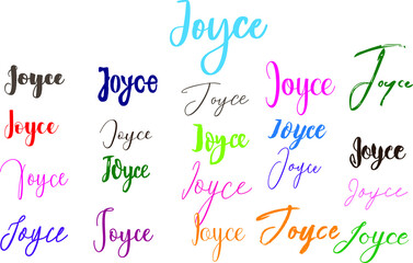 Joyce Girl Name in Multi Fonts Typography Text