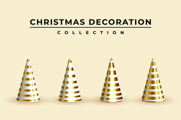 Beautiful Illustration realistic gold and white cones for Christmas decoration collection