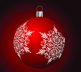 Christmas ornament  balls with red gradient background. Ornament for christmas eve. Vector illustration
