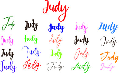 Judy Girl Name in Multiple Font Styles Typography Text