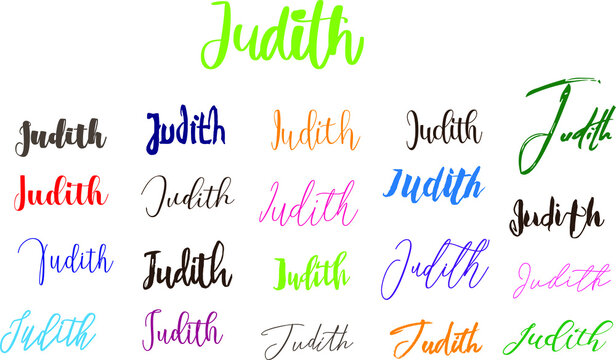Judith. Girl Name in Multi Fonts Typography Text