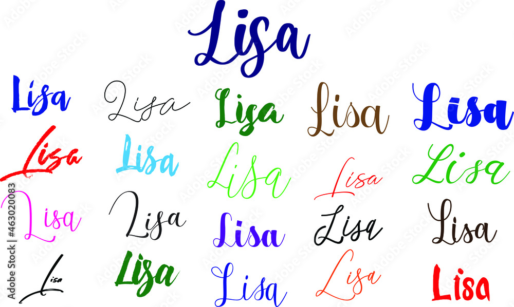 Fototapete lisa baby girl name in multiple font styles typography text