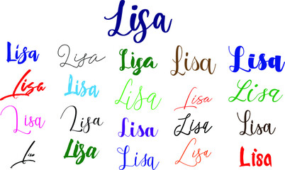Lisa Baby Girl Name in Multiple Font Styles Typography Text