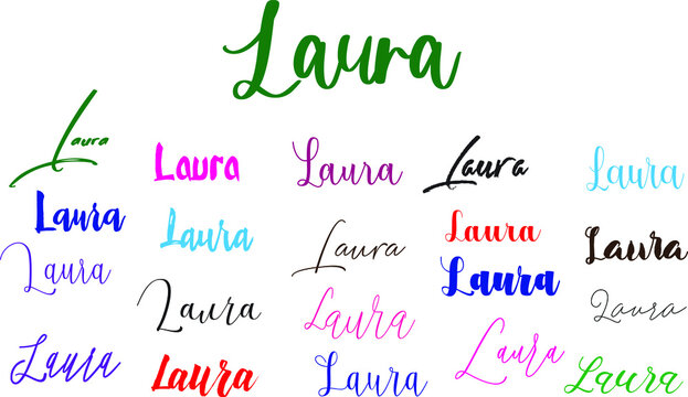 Laura Baby Girl Name in Multiple Font Styles Typography Text