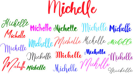 Michelle Baby Girl Name in Multiple Font Styles Typography Text - obrazy, fototapety, plakaty