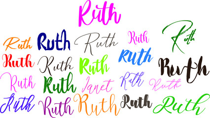 Ruth Baby Girl Name in Multiple Font Styles Typography Text