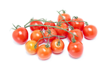 Red tomatoes on white background. Healthy food for good healt. Withered tomatoes.