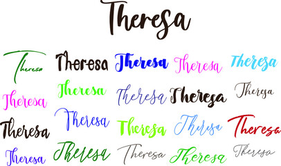 Theresa Girl Name in Multiple Font Styles Typography Text