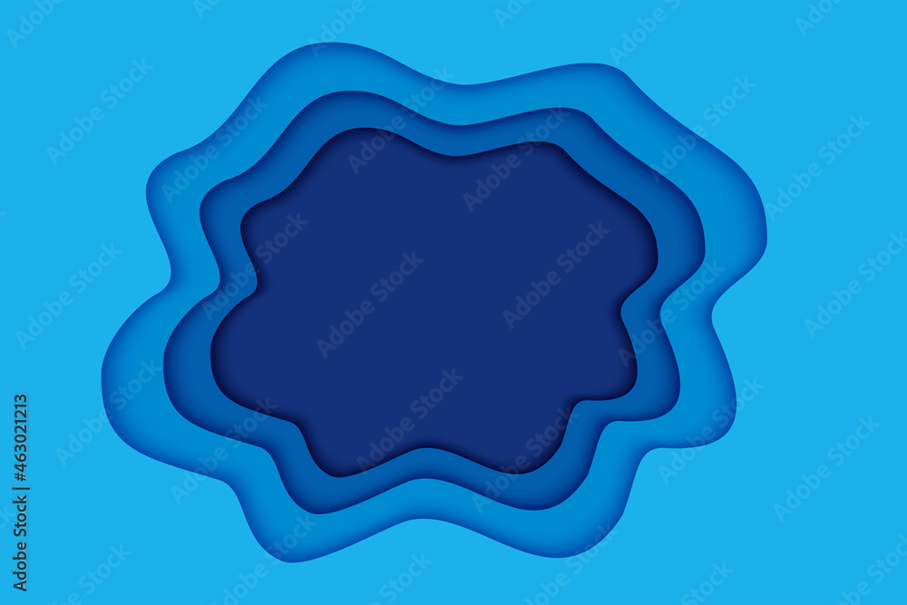 Poster blue paper layer abstract background. paper cut layered with space for text.