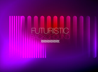 Bright neon color techno abstract background, shiny glowing neon lines in the dark background