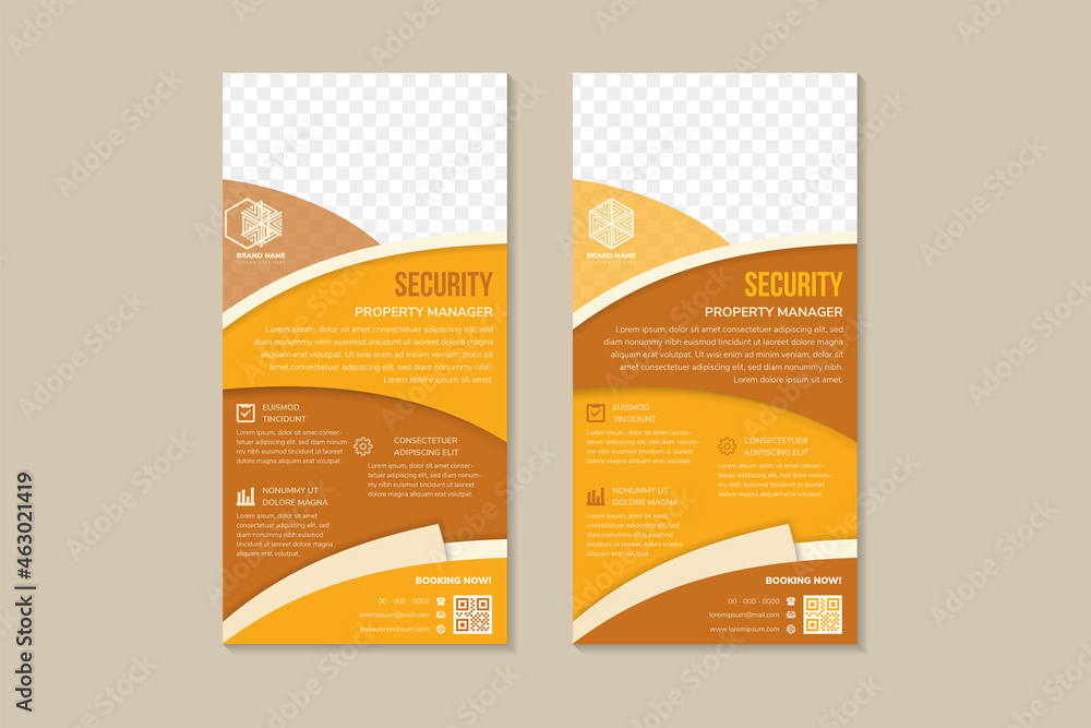 Poster set of security property manager banner design template use vertical layout. combination yellow and 